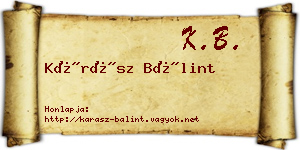 Kárász Bálint névjegykártya